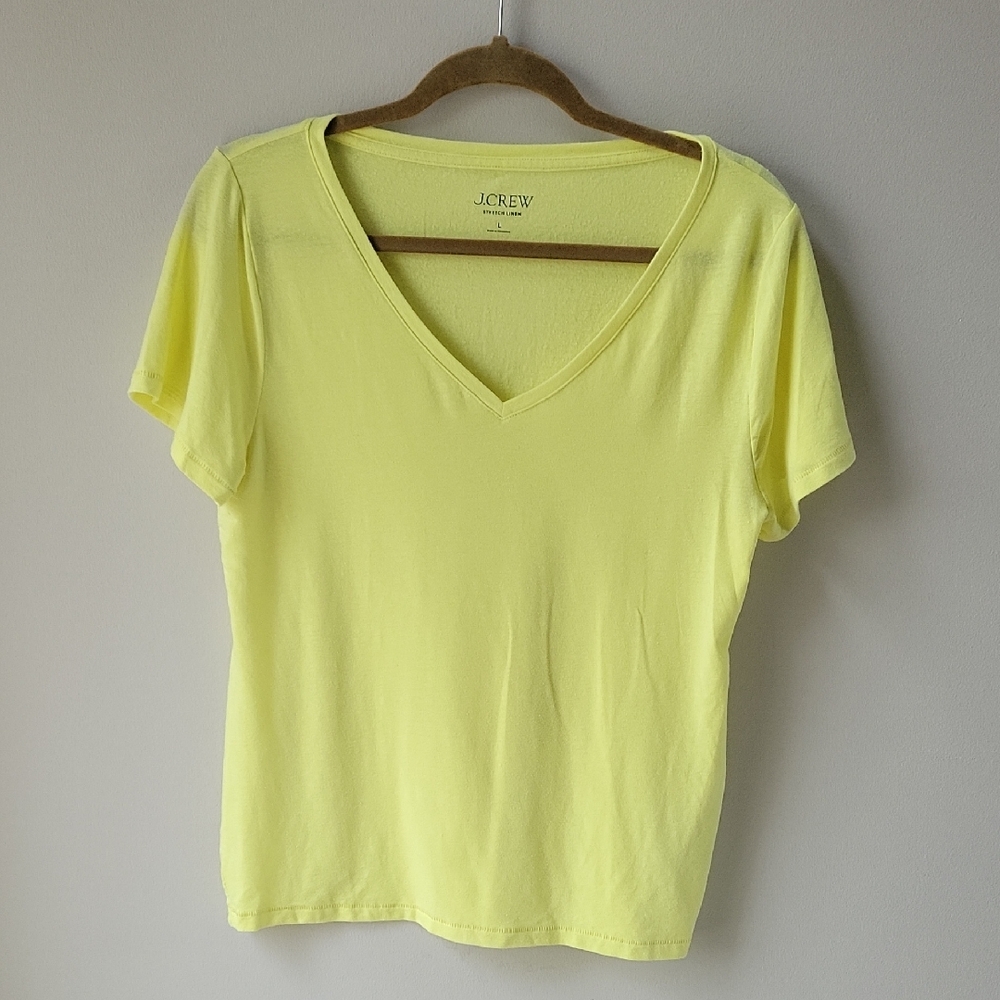 J. Crew V-Neck Linenblend Top Yellow‎ Women Size Linen